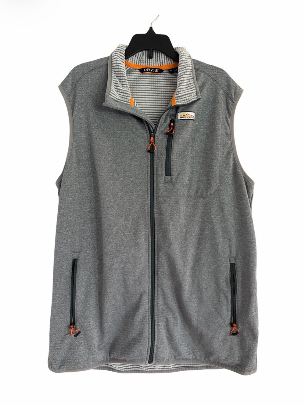 Orvis Horseshoe Hills Vest Men's Size Medium Heather Gray Zip Pockets Outerwear